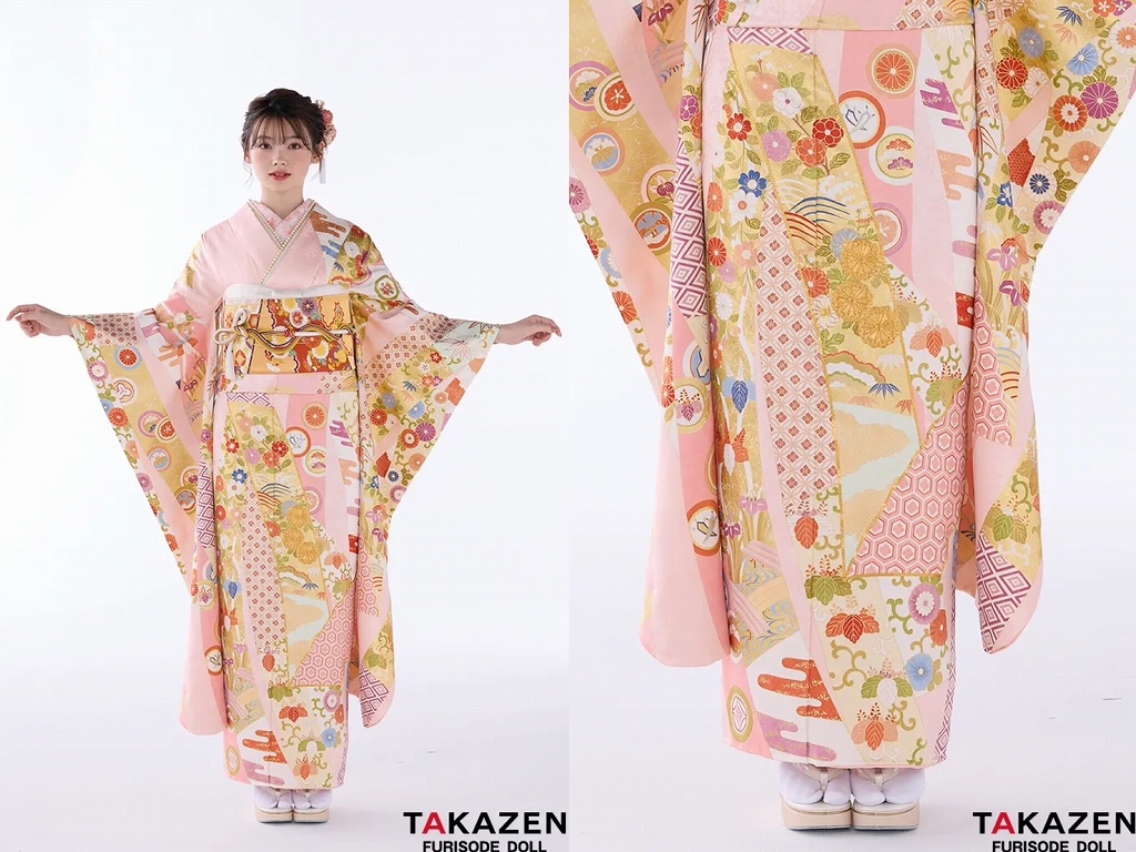  高級古典　吉澤織物　ピンク　熨斗柄/最高級手描き友禅　かわいい　上品　はんなり　着物　南琴奈【通販可】26025 