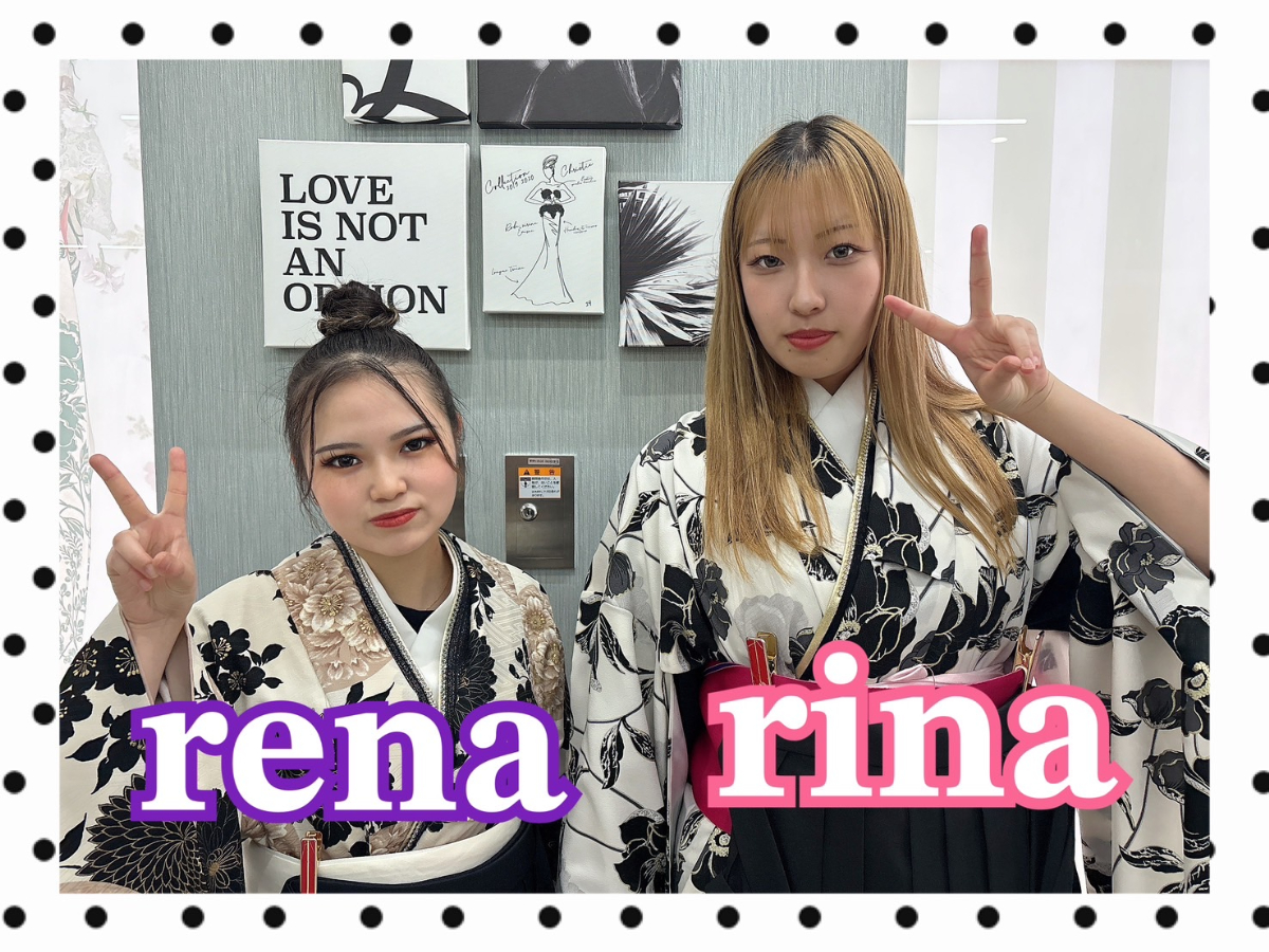 【TAKAZEN橿原店】22日♡橿原市からお越しのお友達同士の玉城ティナ＆中村里砂ブランドのおしゃれなモノトーン卒業袴姫ちゃん♡